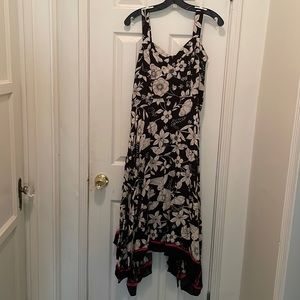 Anthropologie black and white floral midi summer dress